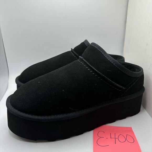 CUSHIONAIRE Women's Genuine Suede Cozy Mule Platform +Memory Foam 10 BLACK - Picture 3 of 7